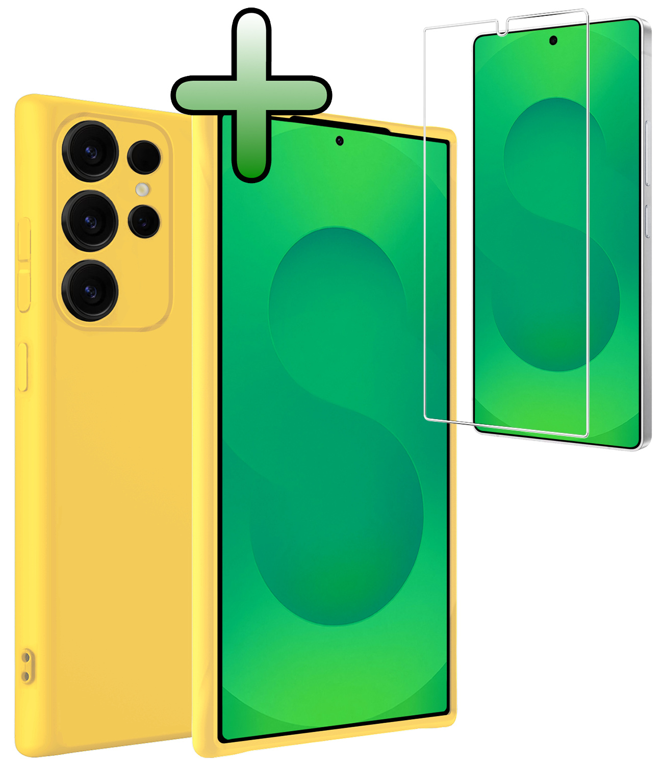 BASEY. BASEY. Samsung Galaxy S25 Ultra Hoesje Siliconen Met Screenprotector - Geel