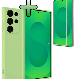 BASEY. BASEY. Samsung Galaxy S25 Ultra Hoesje Siliconen Met Screenprotector - Groen