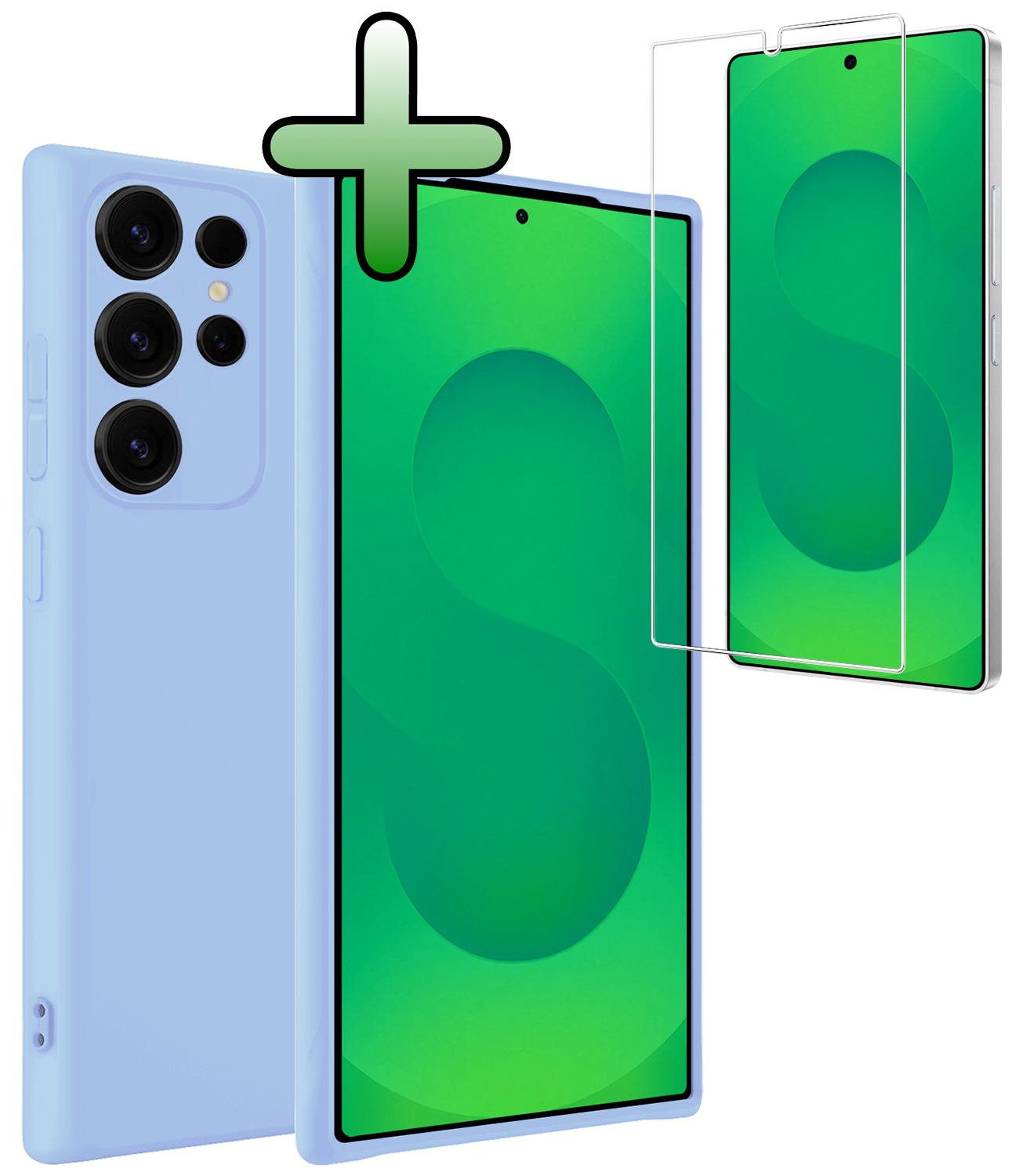 BASEY. BASEY. Samsung Galaxy S25 Ultra Hoesje Siliconen Met Screenprotector - Lichtblauw