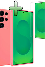 BASEY. BASEY. Samsung Galaxy S25 Ultra Hoesje Siliconen Met Screenprotector - Lichtroze