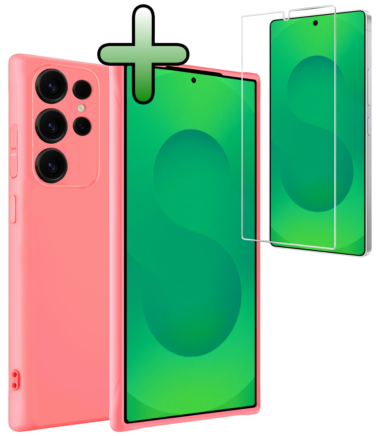 BASEY. BASEY. Samsung Galaxy S25 Ultra Hoesje Siliconen Met Screenprotector - Lichtroze