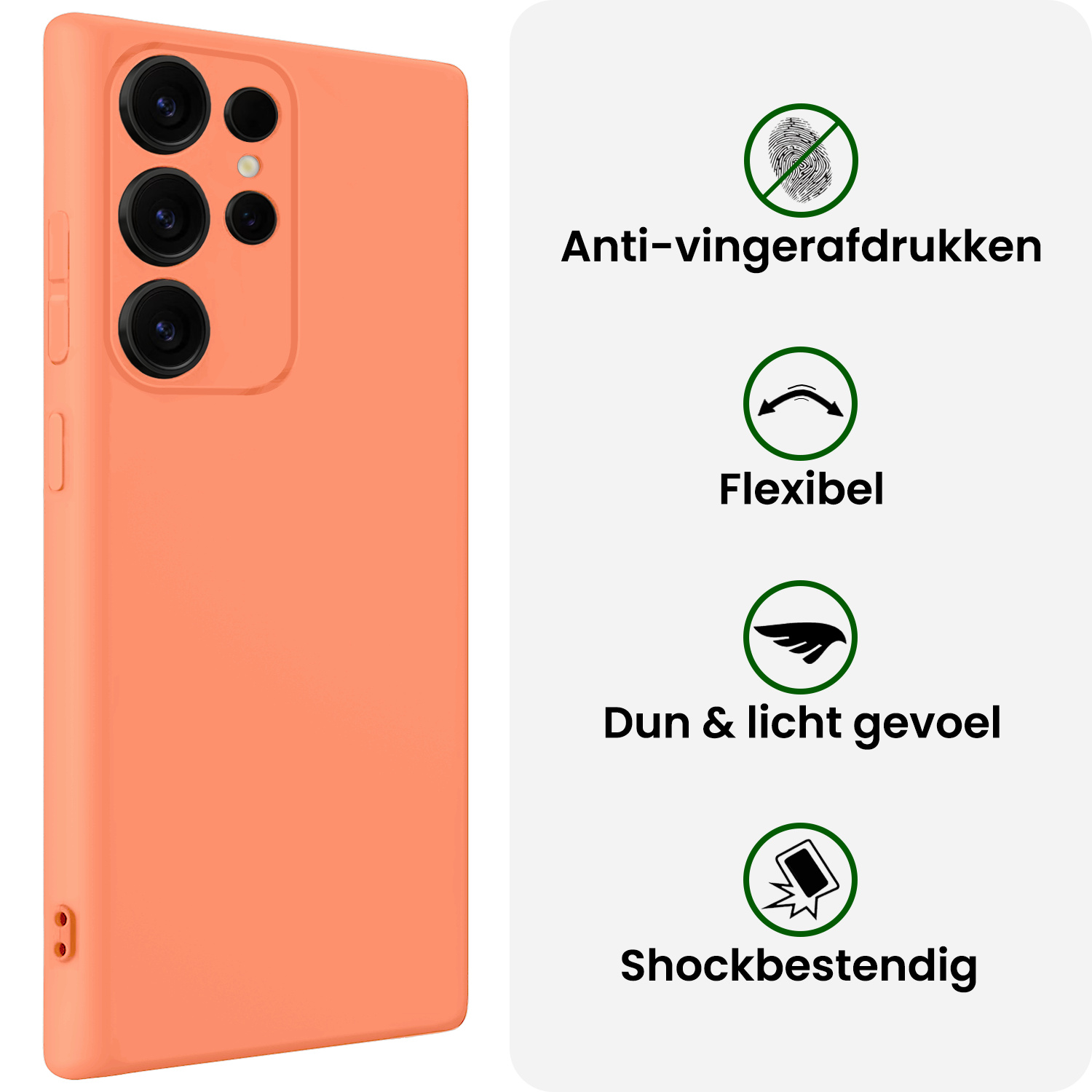 BASEY. BASEY. Samsung Galaxy S25 Ultra Hoesje Siliconen Met Screenprotector - Perzik