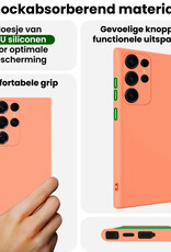 BASEY. BASEY. Samsung Galaxy S25 Ultra Hoesje Siliconen Met Screenprotector - Perzik