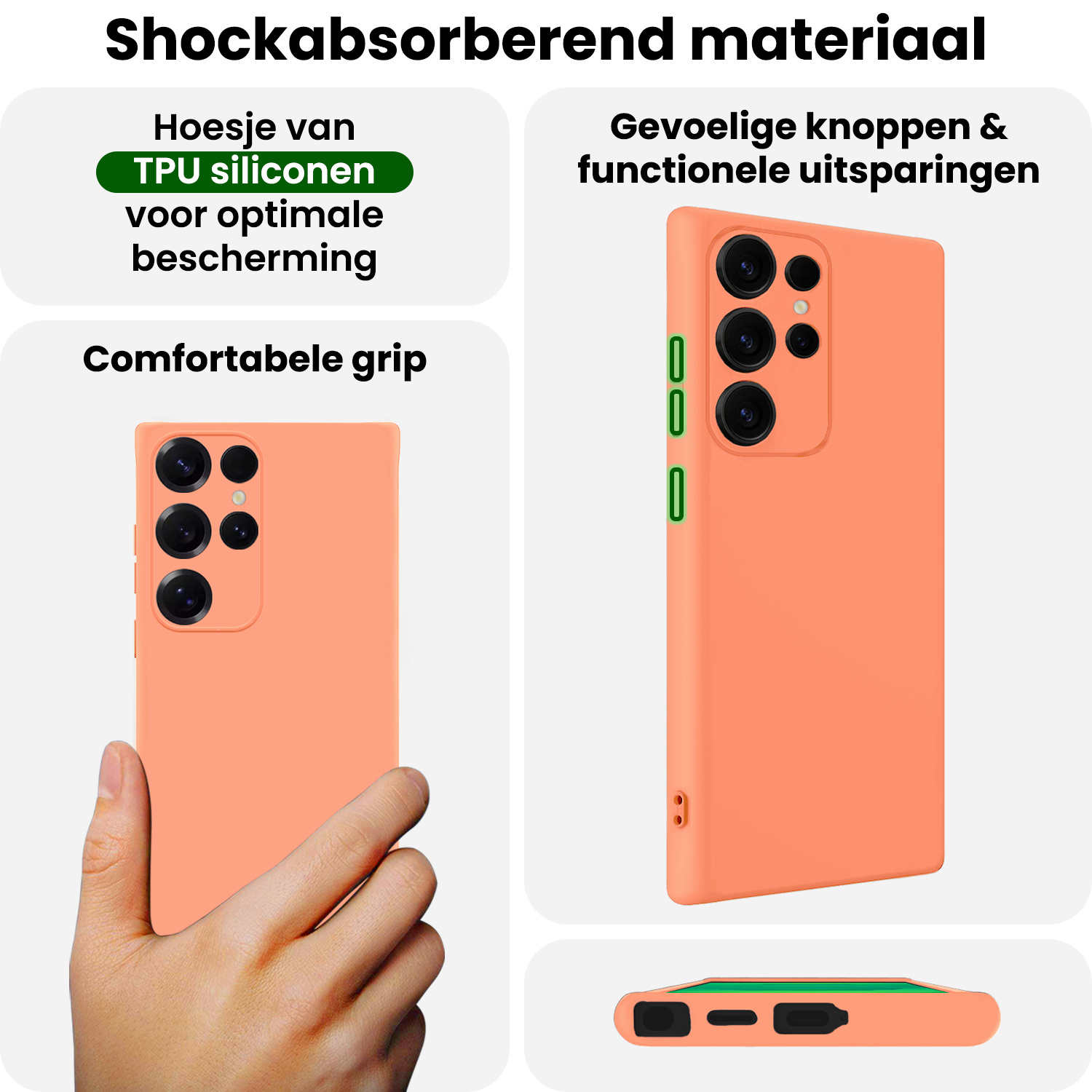 BASEY. BASEY. Samsung Galaxy S25 Ultra Hoesje Siliconen Met Screenprotector - Perzik