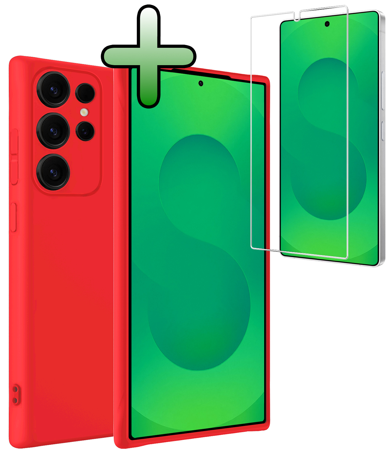 BASEY. BASEY. Samsung Galaxy S25 Ultra Hoesje Siliconen Met Screenprotector - Rood