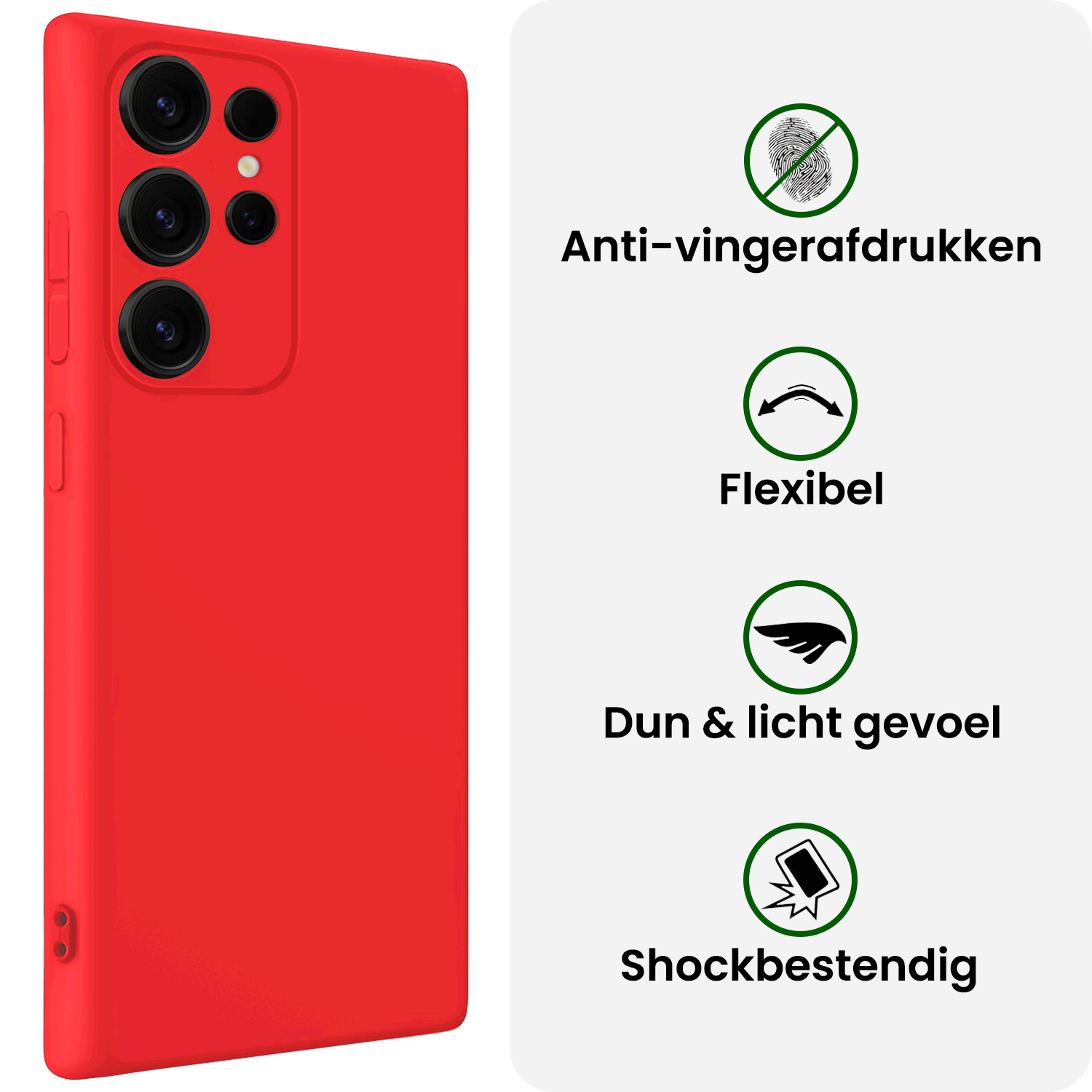 BASEY. BASEY. Samsung Galaxy S25 Ultra Hoesje Siliconen Met Screenprotector - Rood