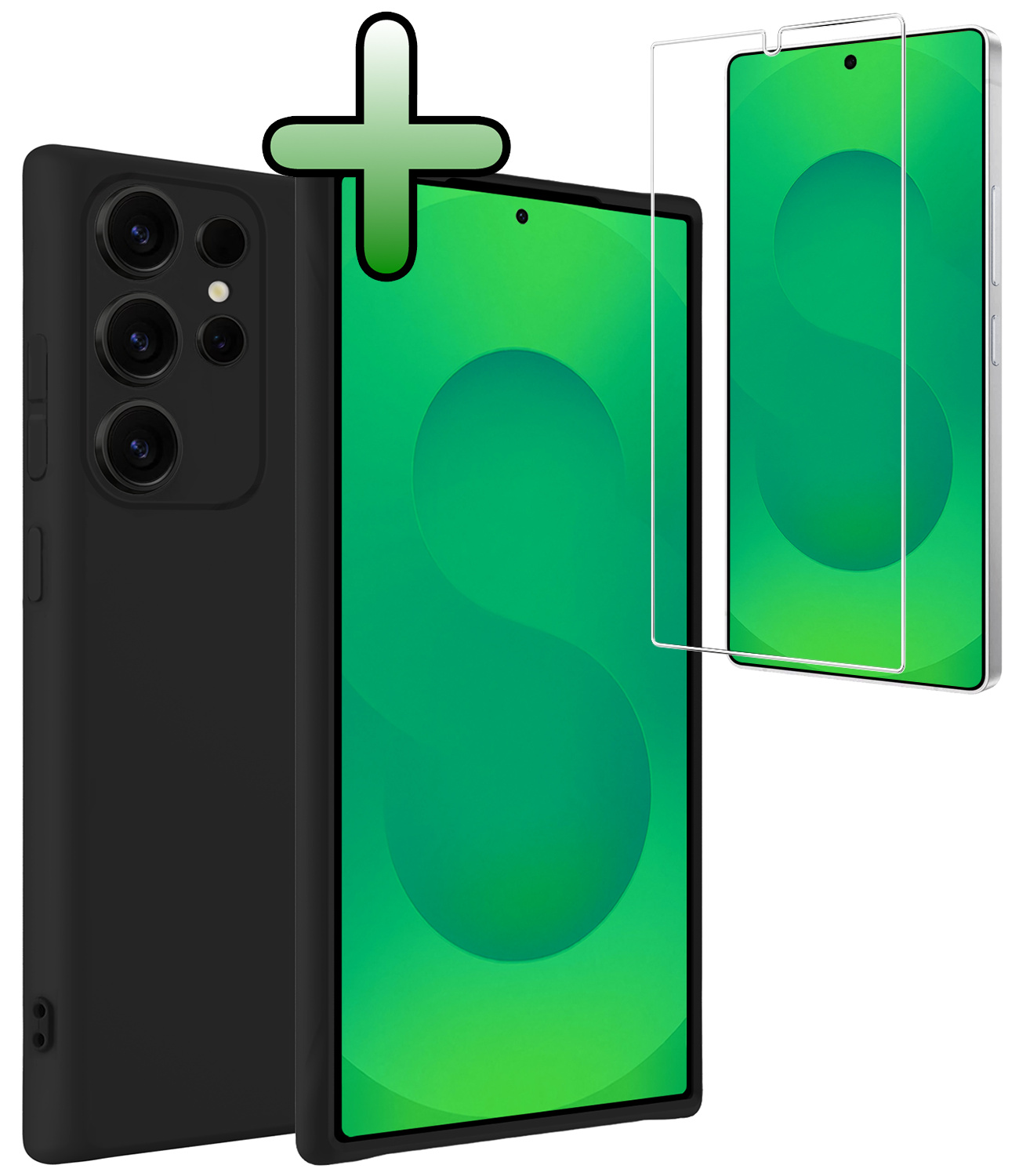 BASEY. BASEY. Samsung Galaxy S25 Ultra Hoesje Siliconen Met Screenprotector - Zwart