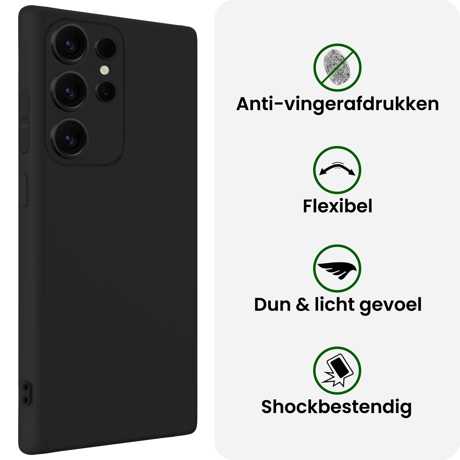 BASEY. BASEY. Samsung Galaxy S25 Ultra Hoesje Siliconen Met Screenprotector - Zwart