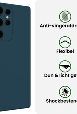 BASEY. BASEY. Samsung Galaxy S25 Ultra Hoesje Siliconen Met 2x Screenprotector - Donkerblauw