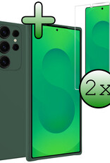 BASEY. BASEY. Samsung Galaxy S25 Ultra Hoesje Siliconen Met 2x Screenprotector - Donkergroen