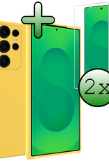 BASEY. BASEY. Samsung Galaxy S25 Ultra Hoesje Siliconen Met 2x Screenprotector - Geel