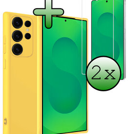 BASEY. BASEY. Samsung Galaxy S25 Ultra Hoesje Siliconen Met 2x Screenprotector - Geel