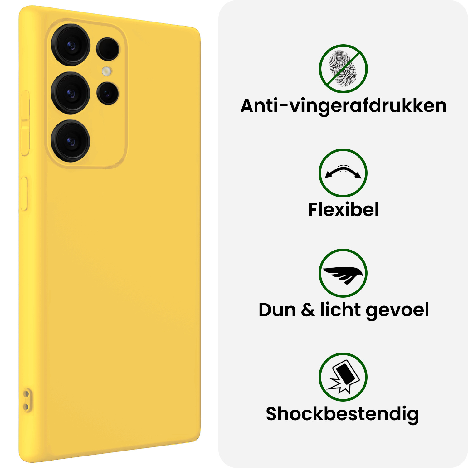 BASEY. BASEY. Samsung Galaxy S25 Ultra Hoesje Siliconen Met 2x Screenprotector - Geel