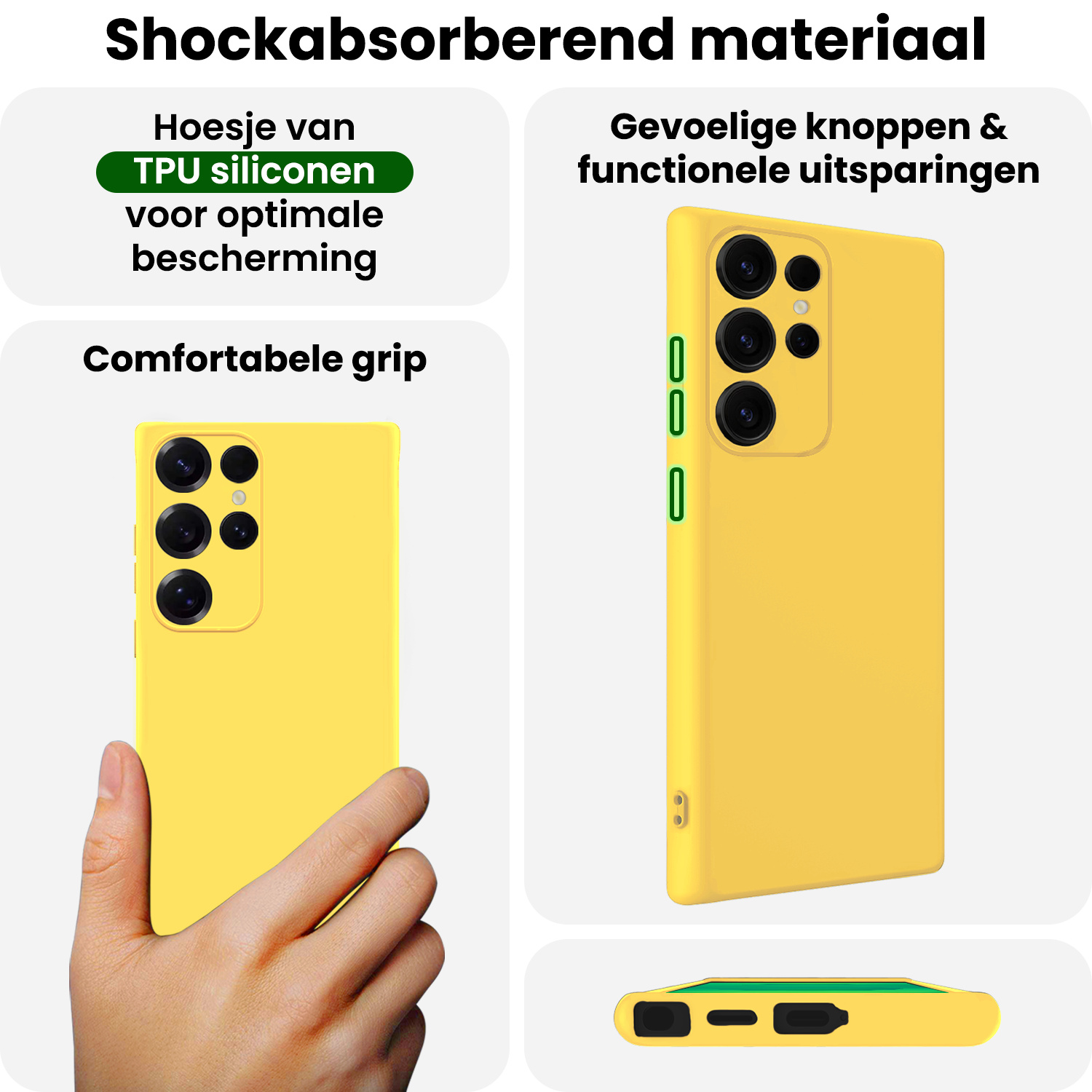 BASEY. BASEY. Samsung Galaxy S25 Ultra Hoesje Siliconen Met 2x Screenprotector - Geel