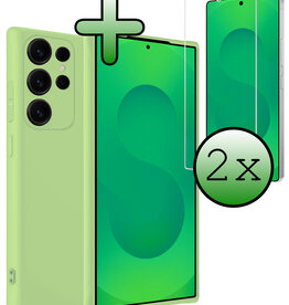 BASEY. BASEY. Samsung Galaxy S25 Ultra Hoesje Siliconen Met 2x Screenprotector - Groen