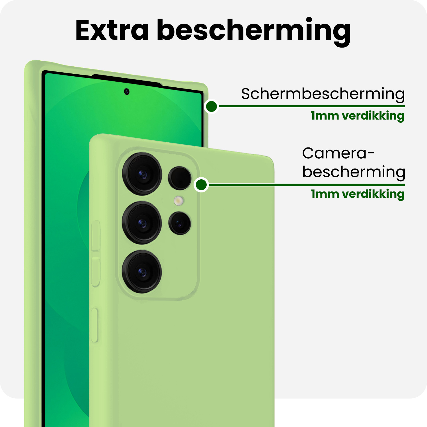 BASEY. BASEY. Samsung Galaxy S25 Ultra Hoesje Siliconen Met 2x Screenprotector - Groen