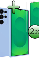 BASEY. BASEY. Samsung Galaxy S25 Ultra Hoesje Siliconen Met 2x Screenprotector - Lichtblauw