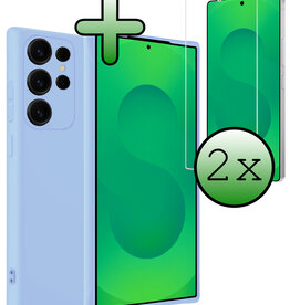 BASEY. BASEY. Samsung Galaxy S25 Ultra Hoesje Siliconen Met 2x Screenprotector - Lichtblauw