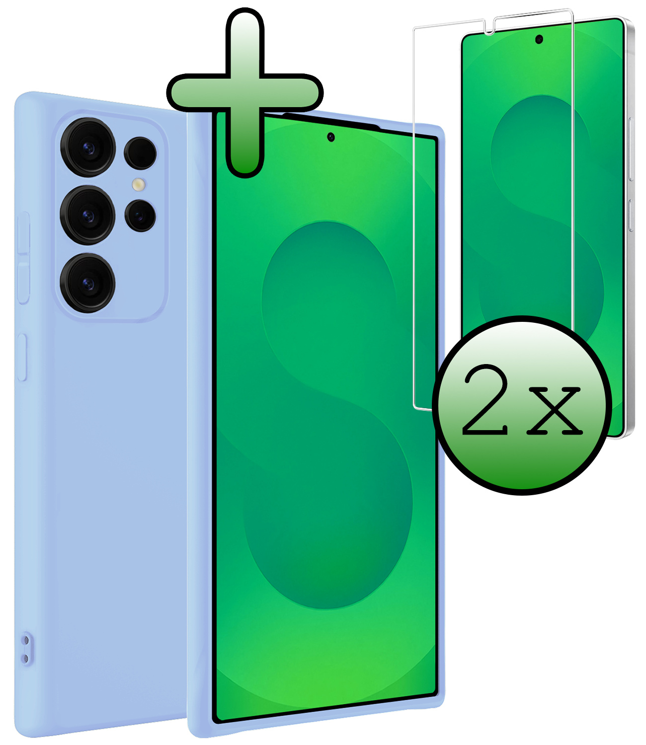 BASEY. BASEY. Samsung Galaxy S25 Ultra Hoesje Siliconen Met 2x Screenprotector - Lichtblauw