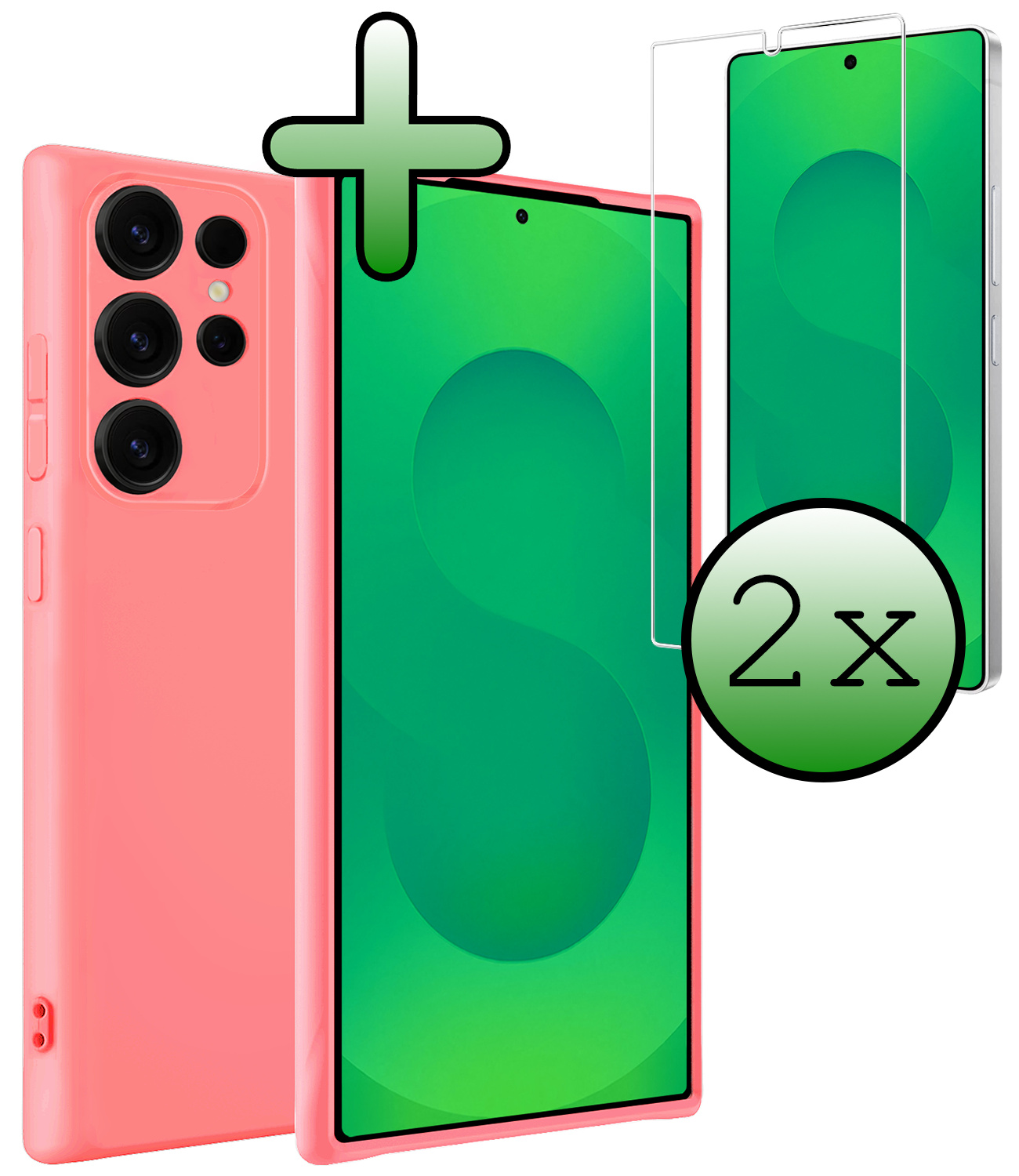 BASEY. BASEY. Samsung Galaxy S25 Ultra Hoesje Siliconen Met 2x Screenprotector - Lichtroze