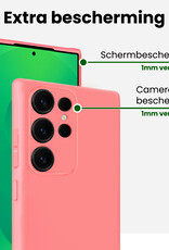 BASEY. BASEY. Samsung Galaxy S25 Ultra Hoesje Siliconen Met 2x Screenprotector - Lichtroze