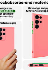 BASEY. BASEY. Samsung Galaxy S25 Ultra Hoesje Siliconen Met 2x Screenprotector - Lichtroze