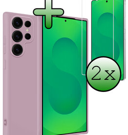 BASEY. BASEY. Samsung Galaxy S25 Ultra Hoesje Siliconen Met 2x Screenprotector - Lila