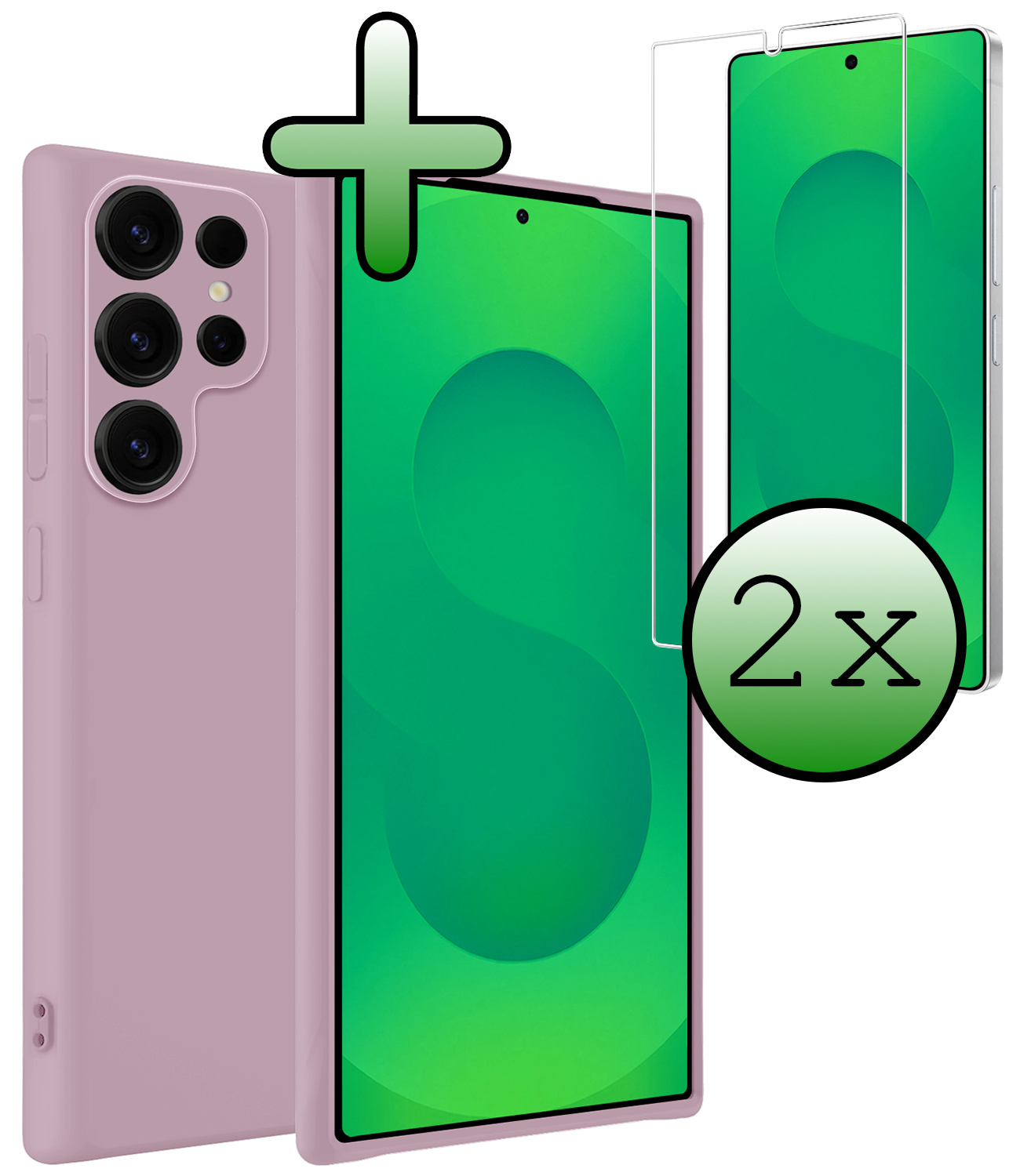 BASEY. BASEY. Samsung Galaxy S25 Ultra Hoesje Siliconen Met 2x Screenprotector - Lila