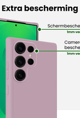 BASEY. BASEY. Samsung Galaxy S25 Ultra Hoesje Siliconen Met 2x Screenprotector - Lila