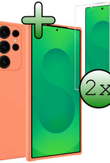 BASEY. BASEY. Samsung Galaxy S25 Ultra Hoesje Siliconen Met 2x Screenprotector - Perzik