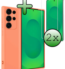 BASEY. BASEY. Samsung Galaxy S25 Ultra Hoesje Siliconen Met 2x Screenprotector - Perzik