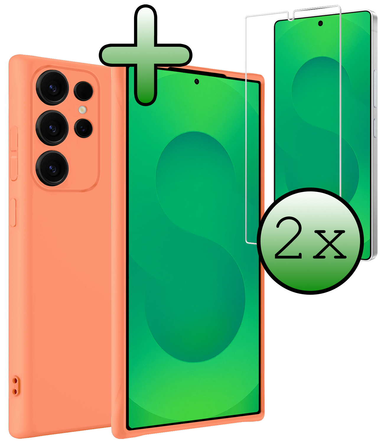 BASEY. BASEY. Samsung Galaxy S25 Ultra Hoesje Siliconen Met 2x Screenprotector - Perzik