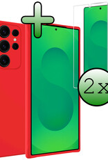 BASEY. BASEY. Samsung Galaxy S25 Ultra Hoesje Siliconen Met 2x Screenprotector - Rood
