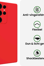 BASEY. BASEY. Samsung Galaxy S25 Ultra Hoesje Siliconen Met 2x Screenprotector - Rood
