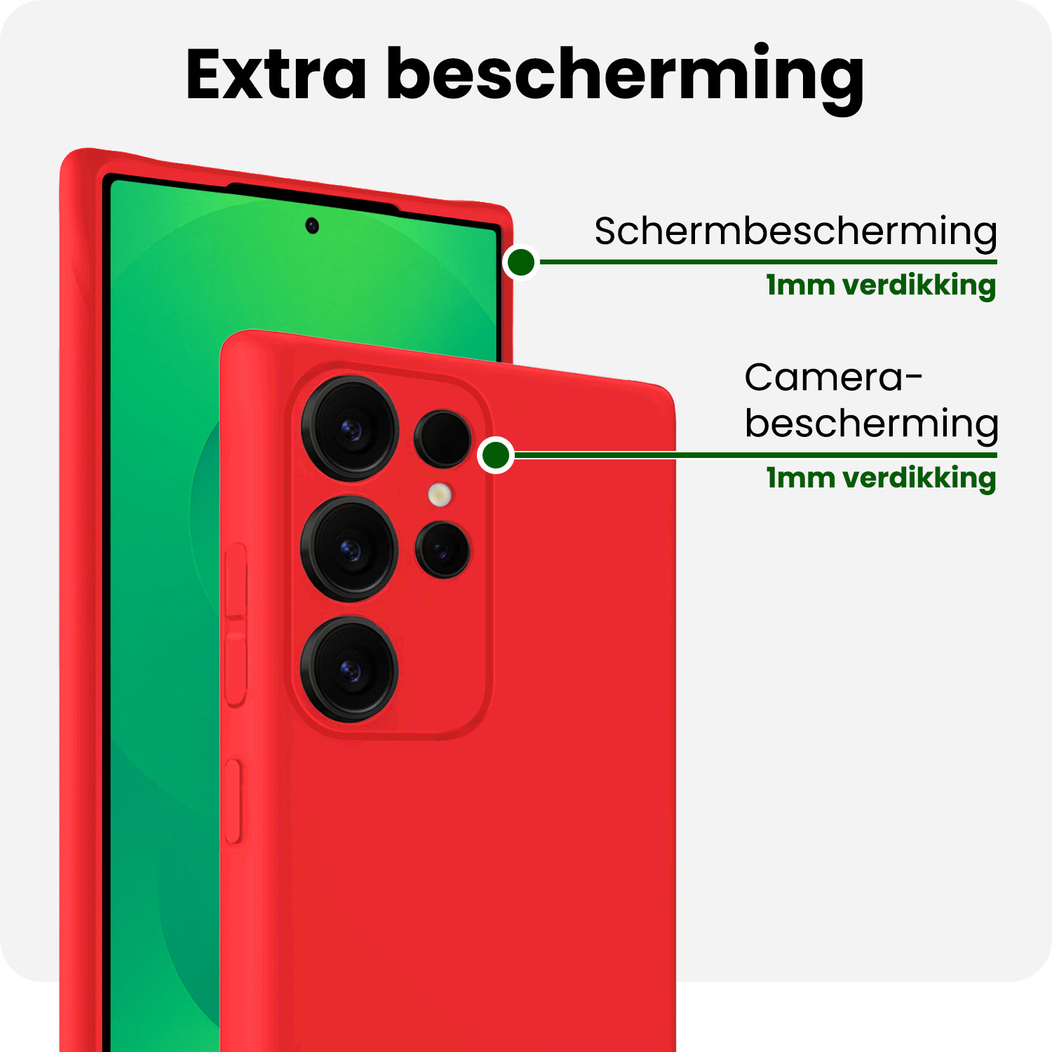 BASEY. BASEY. Samsung Galaxy S25 Ultra Hoesje Siliconen Met 2x Screenprotector - Rood