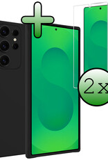 BASEY. BASEY. Samsung Galaxy S25 Ultra Hoesje Siliconen Met 2x Screenprotector - Zwart