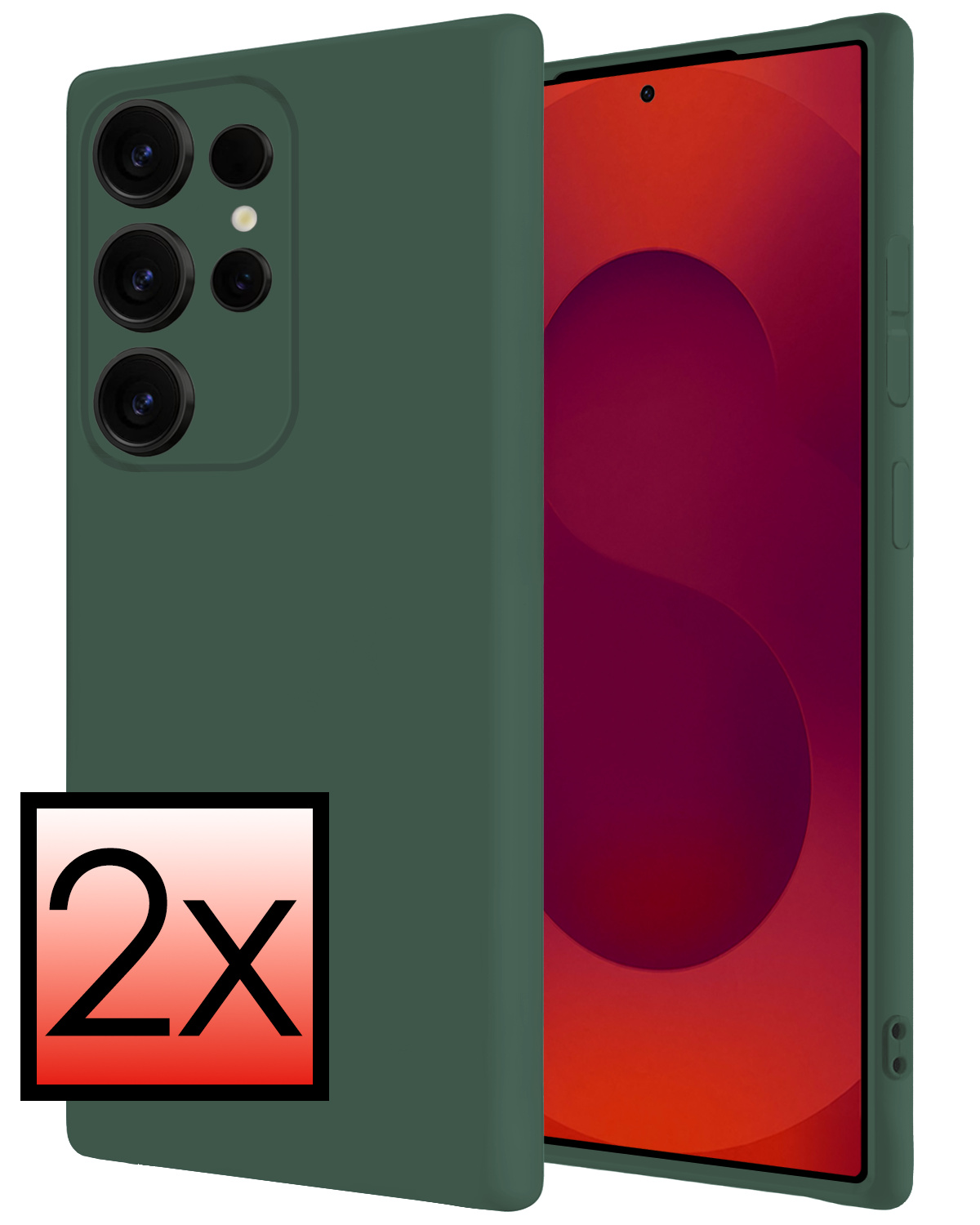 NoXx NoXx Samsung Galaxy S25 Ultra Hoesje Siliconen - Donkergroen - 2 PACK