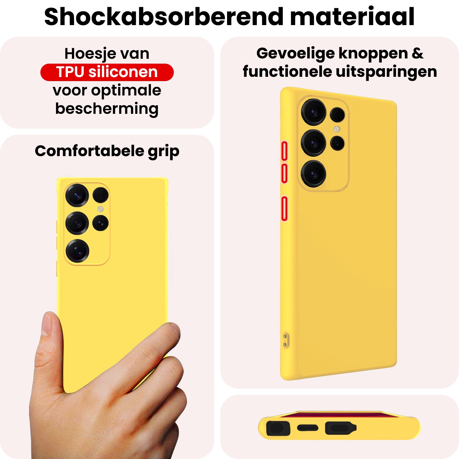 NoXx NoXx Samsung Galaxy S25 Ultra Hoesje Siliconen - Geel - 2 PACK