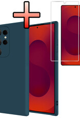 NoXx NoXx Samsung Galaxy S25 Ultra Hoesje Siliconen Met Screenprotector - Donkerblauw