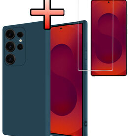 NoXx NoXx Samsung Galaxy S25 Ultra Hoesje Siliconen Met Screenprotector - Donkerblauw