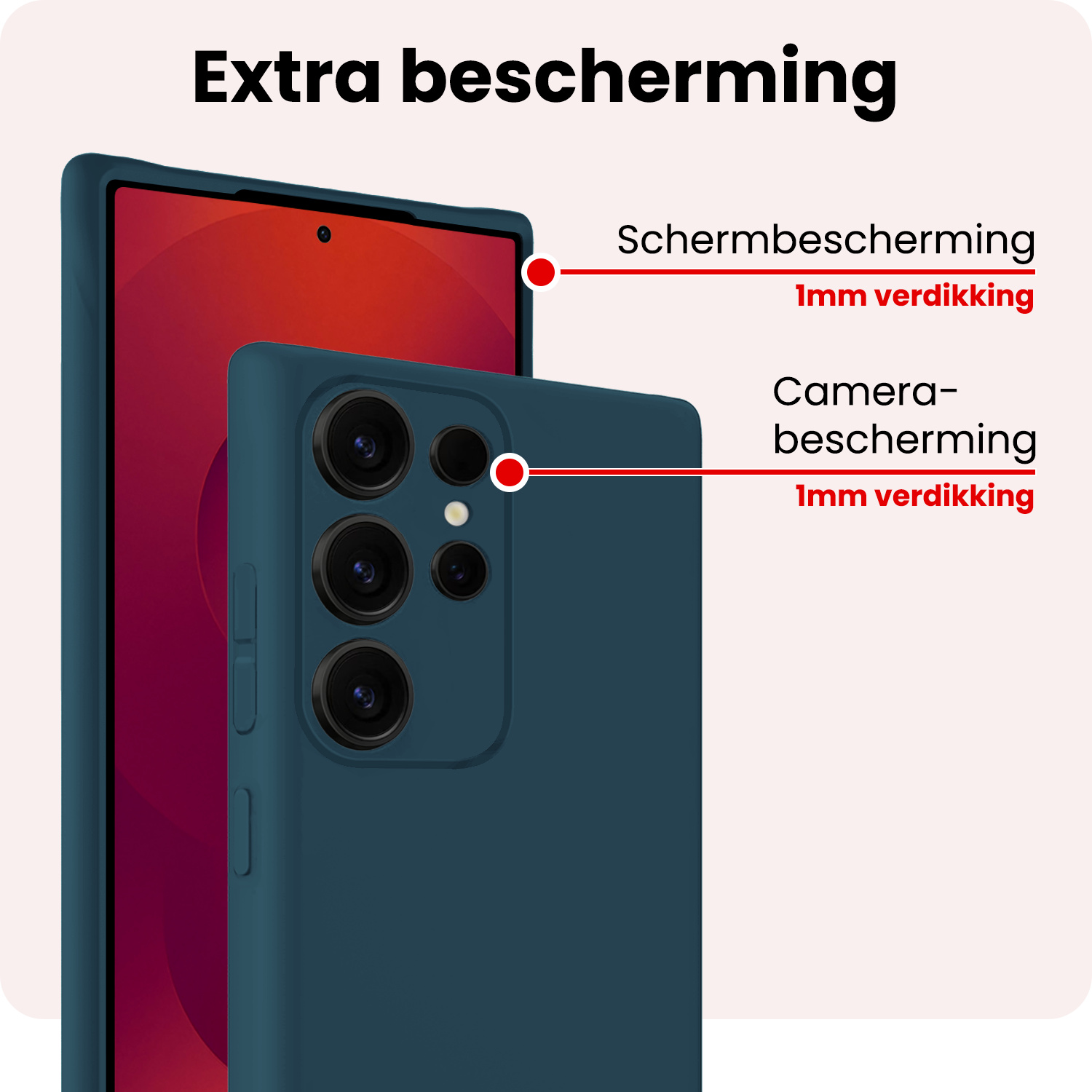 NoXx NoXx Samsung Galaxy S25 Ultra Hoesje Siliconen Met Screenprotector - Donkerblauw