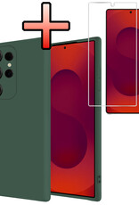 NoXx NoXx Samsung Galaxy S25 Ultra Hoesje Siliconen Met Screenprotector - Donkergroen