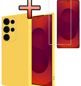 NoXx NoXx Samsung Galaxy S25 Ultra Hoesje Siliconen Met Screenprotector - Geel