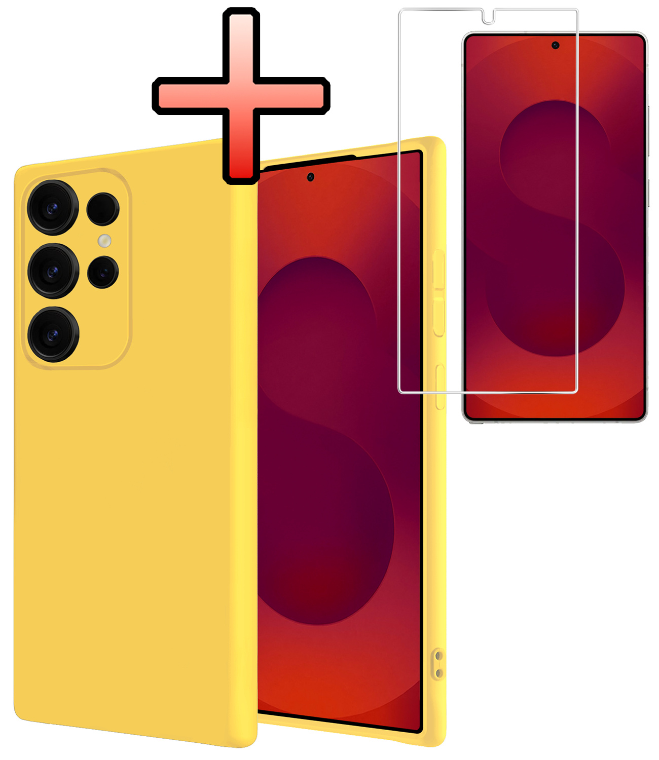 NoXx NoXx Samsung Galaxy S25 Ultra Hoesje Siliconen Met Screenprotector - Geel