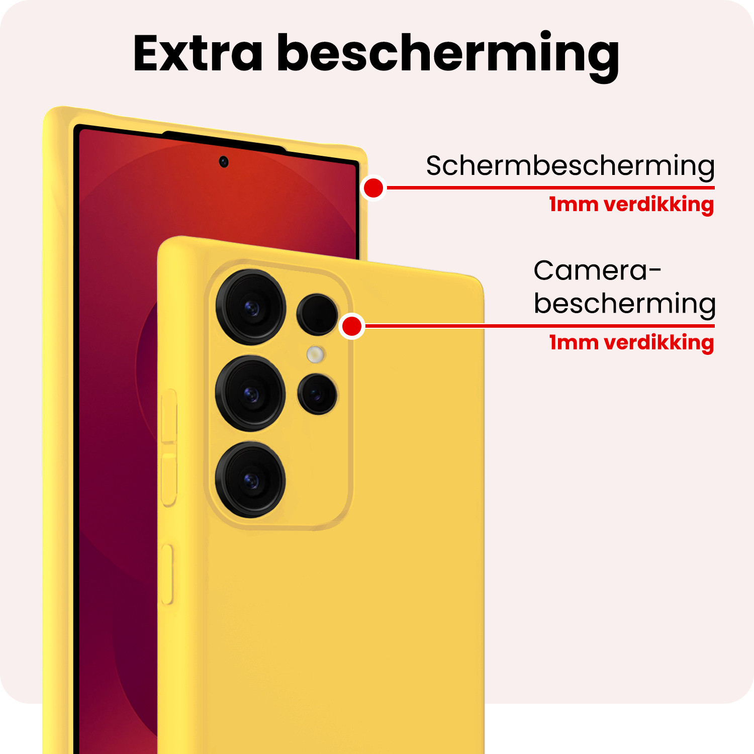 NoXx NoXx Samsung Galaxy S25 Ultra Hoesje Siliconen Met Screenprotector - Geel