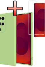 NoXx NoXx Samsung Galaxy S25 Ultra Hoesje Siliconen Met Screenprotector - Groen