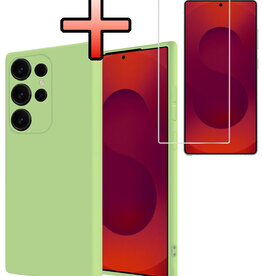 NoXx NoXx Samsung Galaxy S25 Ultra Hoesje Siliconen Met Screenprotector - Groen