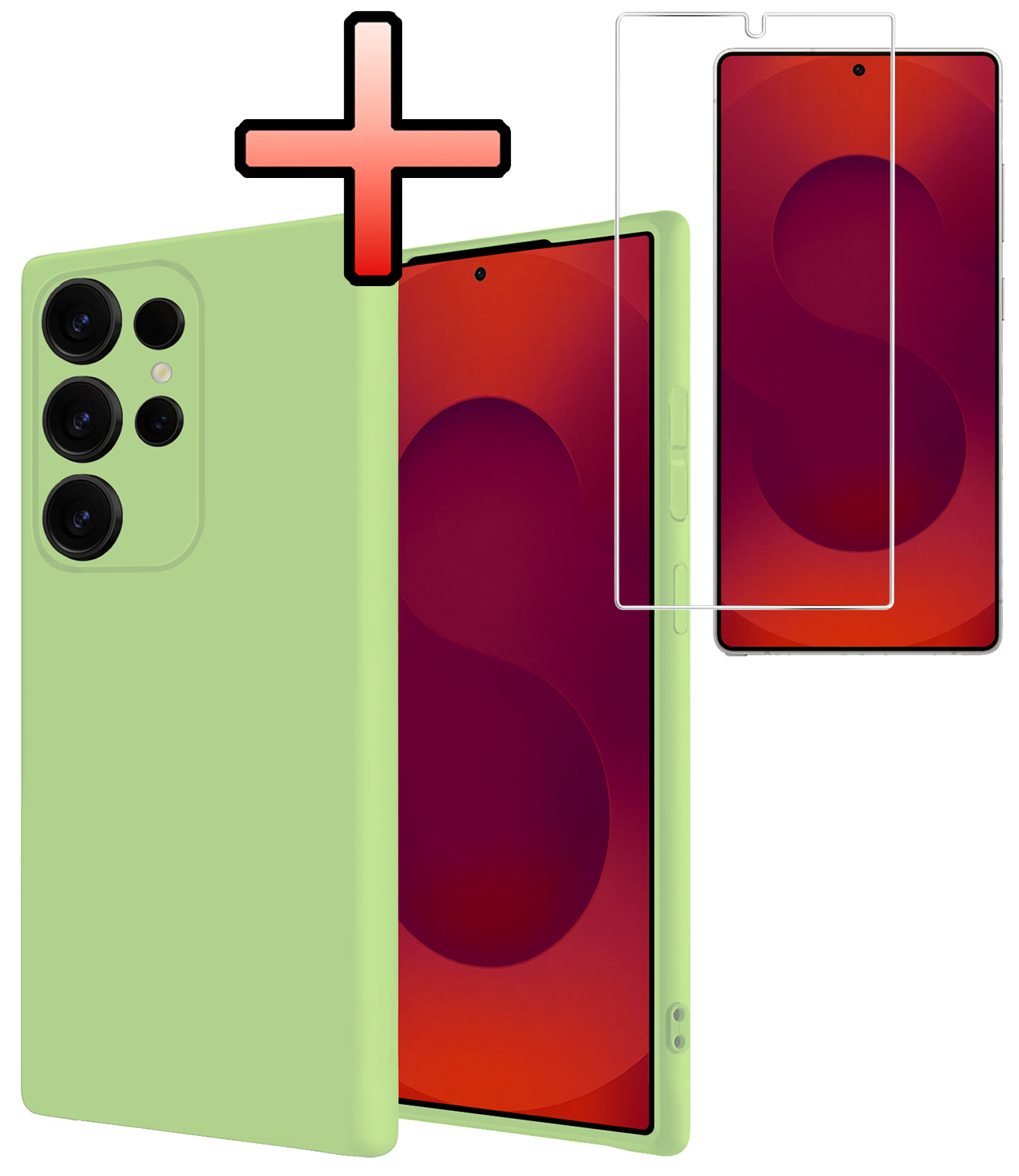 NoXx NoXx Samsung Galaxy S25 Ultra Hoesje Siliconen Met Screenprotector - Groen