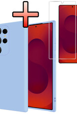 NoXx NoXx Samsung Galaxy S25 Ultra Hoesje Siliconen Met Screenprotector - Lichtblauw