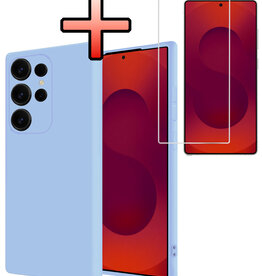 NoXx NoXx Samsung Galaxy S25 Ultra Hoesje Siliconen Met Screenprotector - Lichtblauw